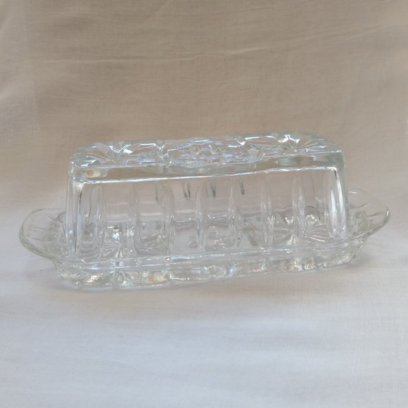 Vintage Anchor Hocking Prescut Clear Butter Dish - Picture 1 of 10
